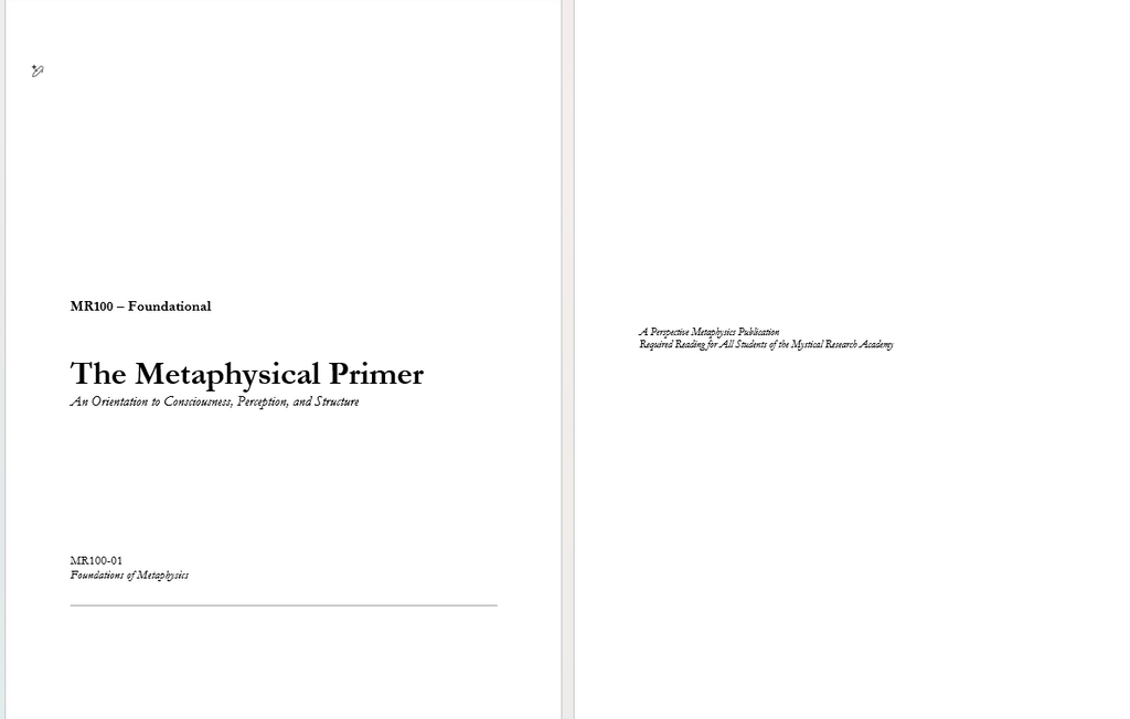 The Metaphysical Primer — Research Edition (Physical Copy)