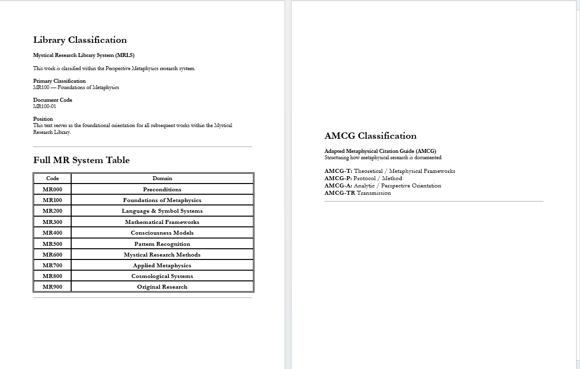 The Metaphysical Primer — Research Edition (Physical Copy)