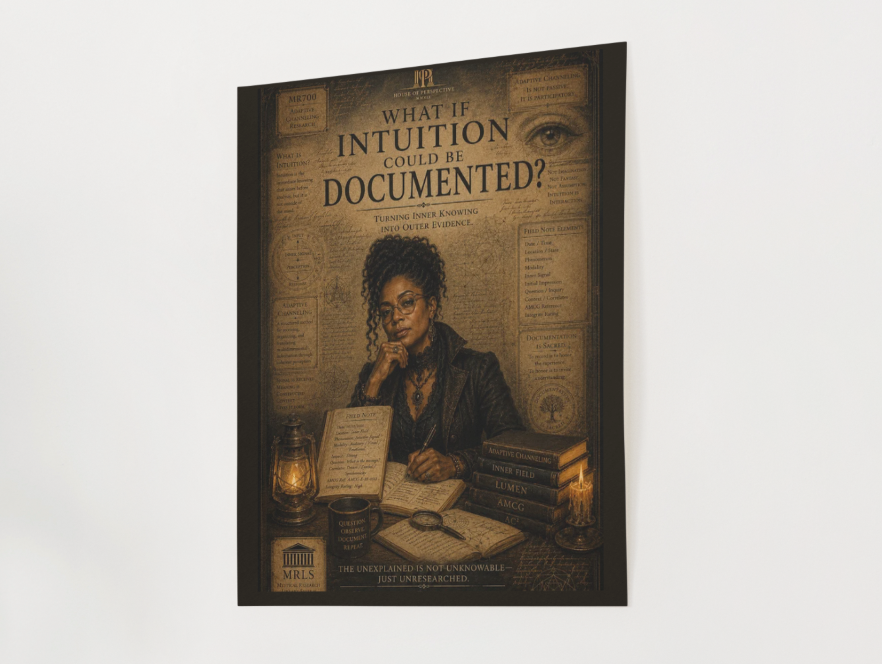 What If Intuition Could Be Documented? House of Perspective Research Print displayed as a vertical fine art poster.